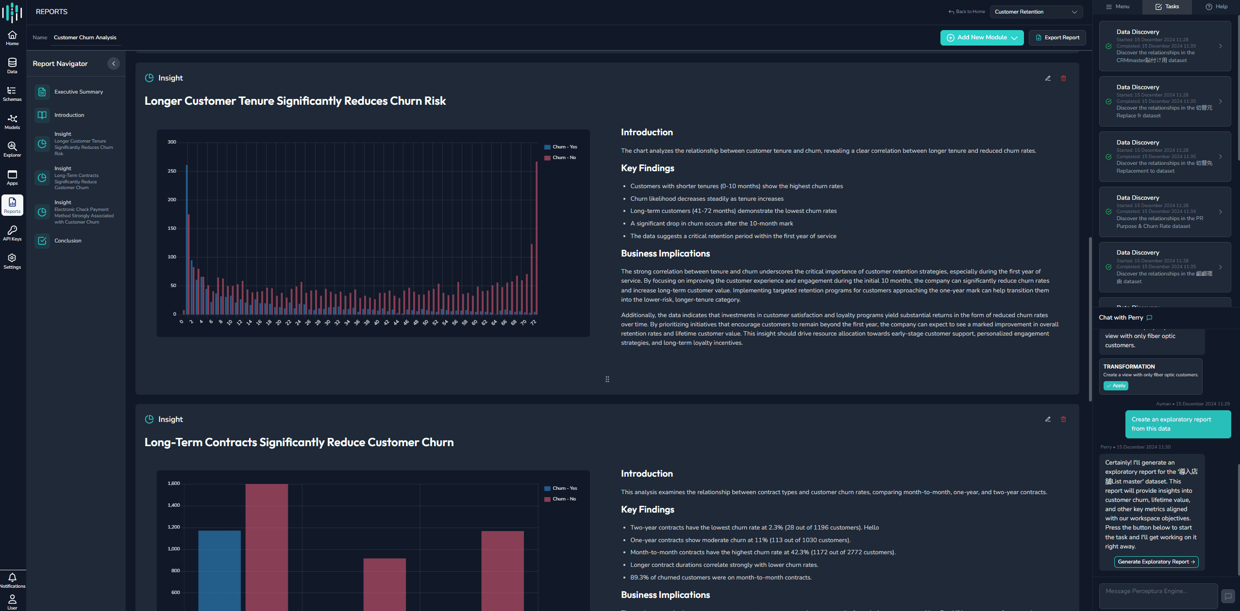 Example of an automated strategic report generated by Perceptura